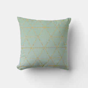 Boho Boheemse Chic Goud & Mint Geometrisch Glamour Kussen