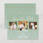 Boho Boheemse Chic Goud Mint Moderne Trouwdatum (Voorkant / Achterkant)