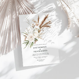 Boho Boheemse Gedroogde Bloemen Foto & QR Code Tro Kaart