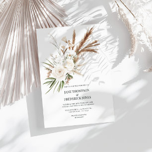Boho Boheemse Gedroogde Bloemen Foto & QR Code Tro Kaart