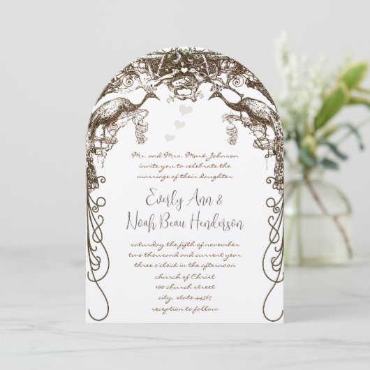 Boho Boheemse Landelijke Pauw Vintage Liefdesvogel Kaart (Staand voorkant)