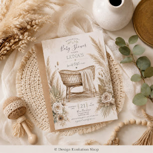Boho Boheemse Pampas Baby Shower Uitnodiging