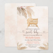 Boho Boheemse Pampas Baby Shower Uitnodiging (Voorkant / Achterkant)