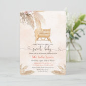 Boho Boheemse Pampas Baby Shower Uitnodiging (Staand voorkant)