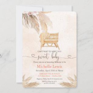 Boho Boheemse Pampas Baby Shower Uitnodiging