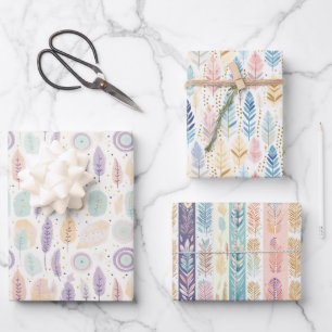 Boho Boheemse Pastel Watercolor Set voor Elke Gele Inpakpapier Vel