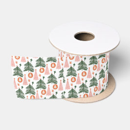Boho Boheemse Roze Oranje Groene Kerstbomen Satijnen Lint
