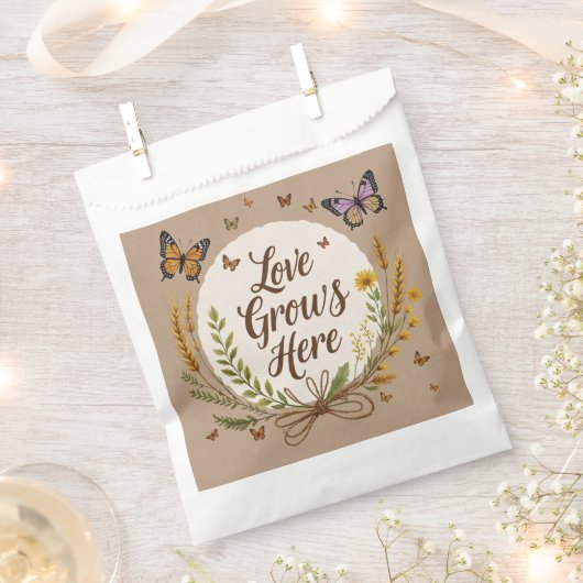 Boho Boheemse Wilde bloemen, vlinders, tarwe Bedankzakje (Geknipt)