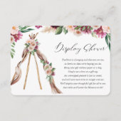 Boho bohemen floral teepee rustige douche informatiekaartje (Voorkant)