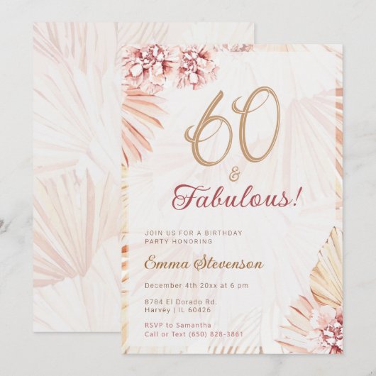 Boho Bohemian 60 en Fabulous Dames 60th Birthday Kaart (Voorkant / Achterkant)