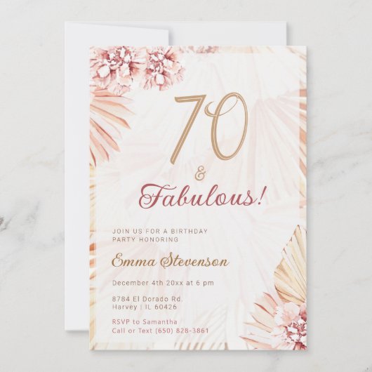 Boho Bohemian 70 en Fabulous Dames 70th Birthday Kaart (Voorkant)