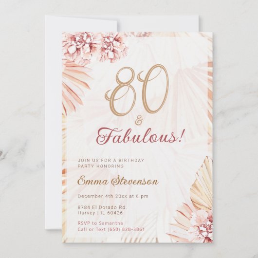 Boho Bohemian 80 en Fabulous Dames 80th Birthday Kaart (Voorkant)