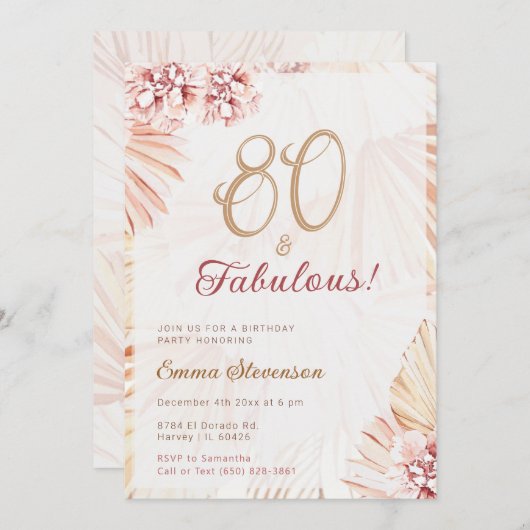 Boho Bohemian 80 en Fabulous Dames 80th Birthday Kaart (Voorkant / Achterkant)