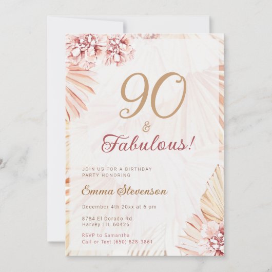 Boho Bohemian 90 en Fabulous Dames 90th Birthday Kaart (Voorkant)