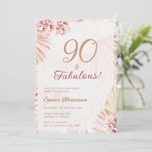 Boho Bohemian 90 en Fabulous Dames 90th Birthday Kaart (Staand voorkant)