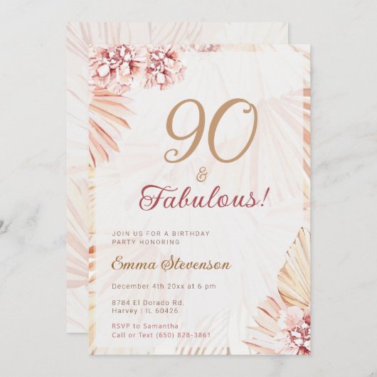 Boho Bohemian 90 en Fabulous Dames 90th Birthday Kaart (Voorkant / Achterkant)