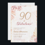 Boho Bohemian 90 en Fabulous Dames 90th Birthday Kaart<br><div class="desc">Bohemen: "90 & Fabulous" verjaardagsfeest met pampasgras en -bloemen. Overeenkomende objecten zijn te vinden in mijn Boho Pampas Grass Collectie.</div>