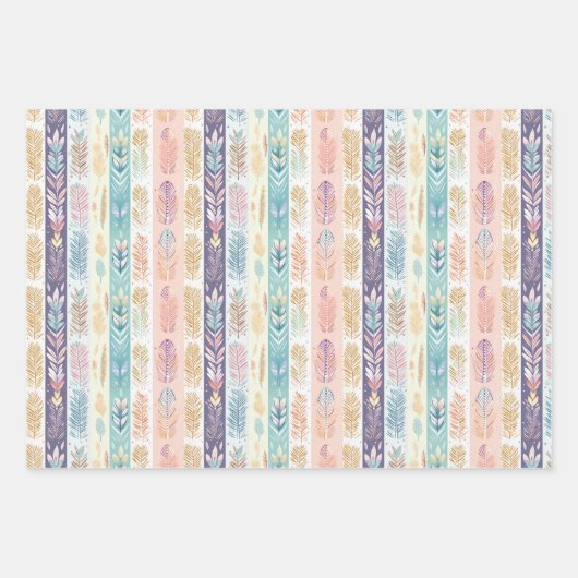 Boho Bohemian All-Occasion Pastel Waterverf Set Inpakpapier Vel (Voorkant 3)