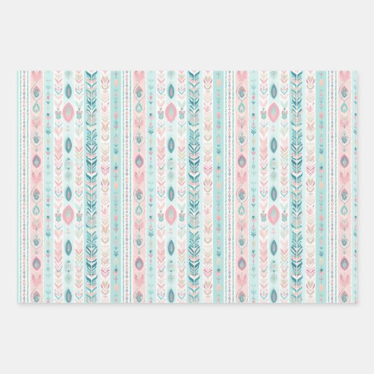Boho Bohemian All-Occasion Pastel Waterverf Set Inpakpapier Vel (Voorkant)
