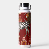 Boho Bohemian Animals Rainbows Modern Art Zebras Waterfles (Achterkant)