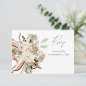 Boho Bohemian Beige Bloemen met Maaltijd RSVP Card (Staand voorkant)