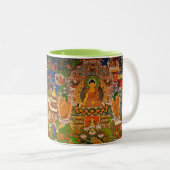Boho Bohemian Blessing Bohemen boeddhistisch boedd Tweekleurige Koffiemok (Voorkant rechts)