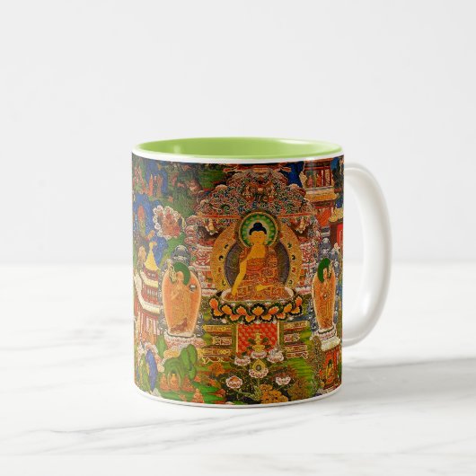 Boho Bohemian Blessing Bohemen boeddhistisch boedd Tweekleurige Koffiemok (Voorkant rechts)
