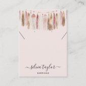 Boho Bohemian Blush Roze Oorbel Ketting Display Visitekaartje (Voorkant)