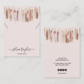 Boho Bohemian Blush Roze Oorbel Ketting Display Visitekaartje (Voorkant / Achterkant)