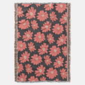 Boho Bohemian Botanical Flowers in marine en Red Deken (Voorkant Verticaal)