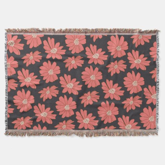 Boho Bohemian Botanical Flowers in marine en Red Deken (Voorkant)