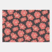 Boho Bohemian Botanical Flowers in marine en Red Inpakpapier Vel (Voorkant)
