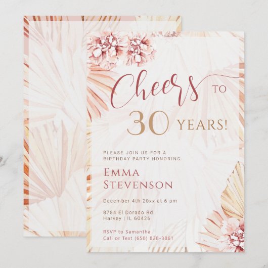 Boho Bohemian Cheers 30 jaar Dames 30ste verjaarda Kaart (Voorkant / Achterkant)