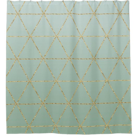 Boho Bohemian Chic Gold en Mint Geometric Glam Douchegordijn (Voorkant)