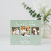 Boho Bohemian Chic Gold Mint Modern Save Date (Staand voorkant)