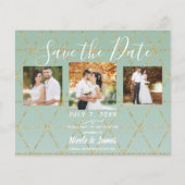 Boho Bohemian Chic Gold Mint Modern Save Date (Voorkant)