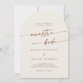 Boho Bohemian Cream Fotoboog Spaanse bruiloft Kaart (Voorkant)