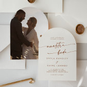 Boho Bohemian Cream Fotoboog Spaanse bruiloft Kaart