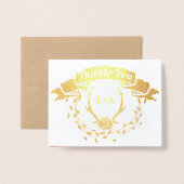 Boho Bohemian Deer Antler en Rozen Pink Wedding Folie Kaarten (Voorkant met envelop)