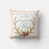BOHO Bohemian Deer Antler Floral Baby Birth Stat Kussen (Voorkant)