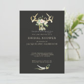 Boho Bohemian Deer Antler Floral Bridal Shower Kaart (Staand voorkant)