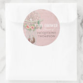 BOHO Bohemian Dream Catcher Baby shower Meisje Roz Ronde Sticker (Tas)