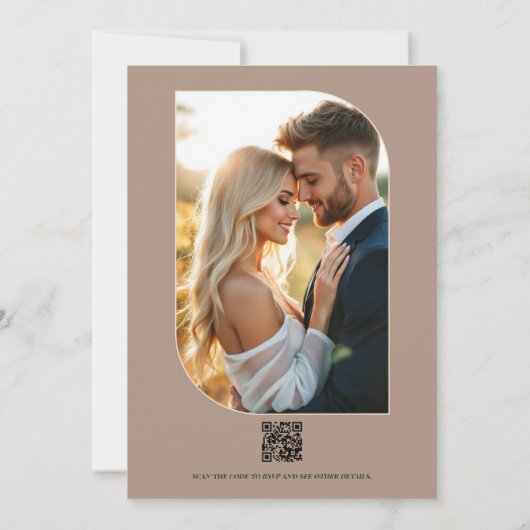 Boho Bohemian Dried Floral Photo & QR Code Wedding Kaart (Achterkant)