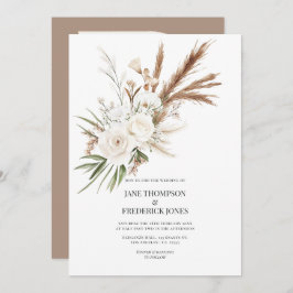 Boho Bohemian Dried Floral Photo & QR Code Wedding Kaart