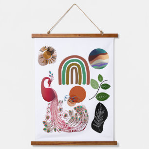 Boho Bohemian Earth Modern Art Peacock Wall Decor Hangend Wandkleed