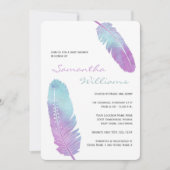 Boho Bohemian Feather Paars Baby shower Kaart (Voorkant)