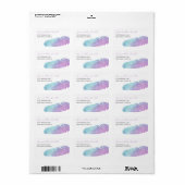 Boho Bohemian Feather Paarse en Blauw Etiket (Full Sheet)