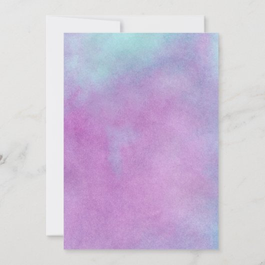 Boho Bohemian Feather Wedding Paars and Blue Kaart (Achterkant)