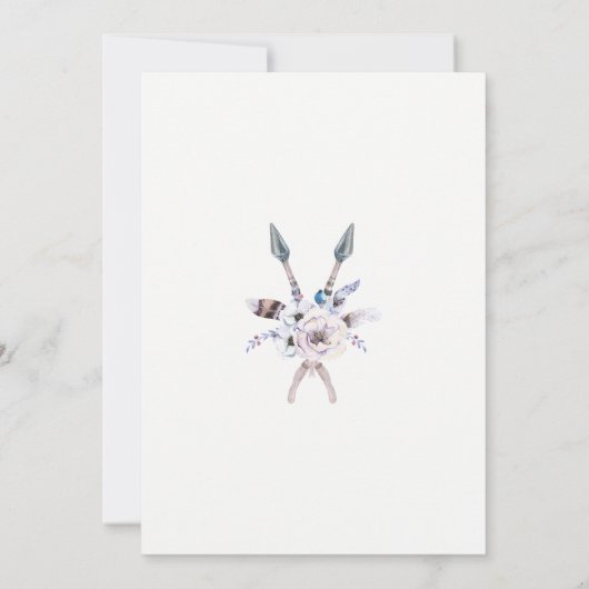 Boho Bohemian Feathers Baby Shower Uitnodigingen (Achterkant)