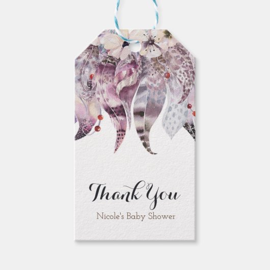 Boho Bohemian Feathers Chic Rustic Glam Favor Cadeaulabel (Voorkant)